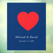 Red Heart Blue Modern Minimalist Wedding Raamsticker (Vel 3)