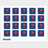 Red Heart Blue Modern Minimalist Wedding Vierkante Sticker (Vel)