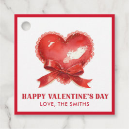 Red Heart Bow Happy Valentine’s Day Gift Tag Bedankjes Labels