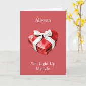 Red Heart Box met lintliefde Kaart (Gele Bloem)