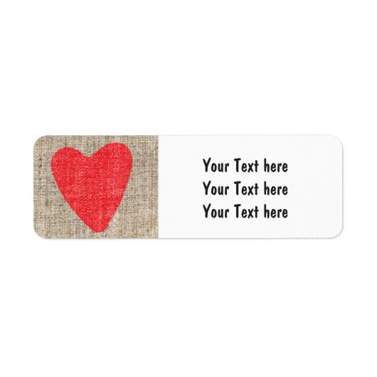 Red Heart Burlap Valentijnse Adresetiketten Etiket (Voorkant)