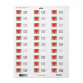 Red Heart Burlap Valentijnse Adresetiketten Etiket (Full Sheet)