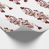 Red Heart Butterflies Pattern Wrapping Paper Cadeaupapier (Hoek)