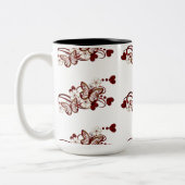 Red Heart Butterflies Tiled Pattern Mok (Links)