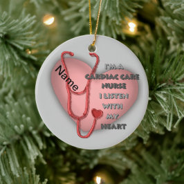 Red Heart Cardiac Care Nurse Keramisch Ornament