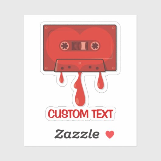 Red Heart Cassette Sticker (Vel)