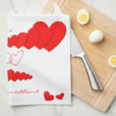 Red Heart chain LOVE IS... Personaliseer Theedoek (Quarter Fold)
