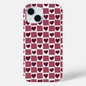 Red Heart Checkerboard Pattern Case-Mate iPhone Case (Achterkant)