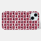 Red Heart Checkerboard Pattern Case-Mate iPhone Case (Achterkant (horizontaal))