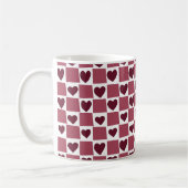Red Heart Checkerboard Pattern Koffiemok (Links)