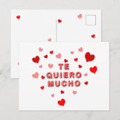 Red Heart Confetti Te Quiero Mucho 3d Letters Briefkaart (Voorkant / Achterkant)