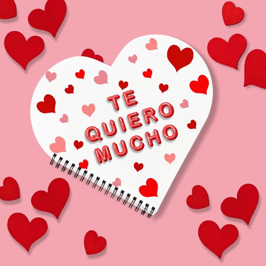 Red Heart Confetti Te Quiero Mucho 3d Letters Notitieboek