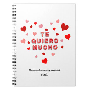 Red Heart Confetti Te Quiero Mucho 3d letters Notitieboek
