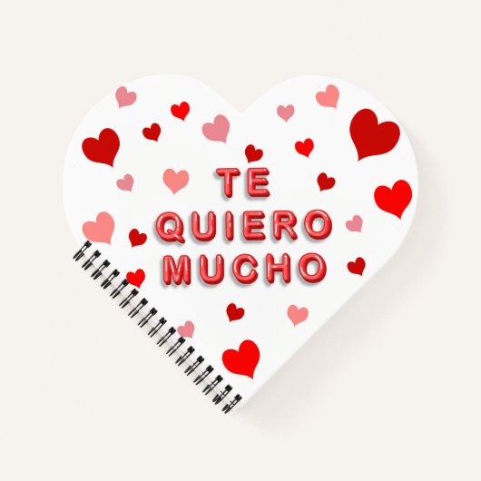 Red Heart Confetti Te Quiero Mucho 3d Letters Notitieboek (Voorkant)