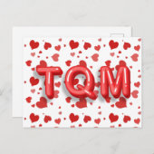 Red Heart Confetti TQM 3d letters Briefkaart (Voorkant / Achterkant)