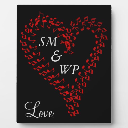 Red Heart Couple's Monogram Fotoplaat (Voorkant)