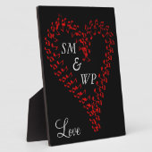 Red Heart Couple's Monogram Fotoplaat (Zijkant)