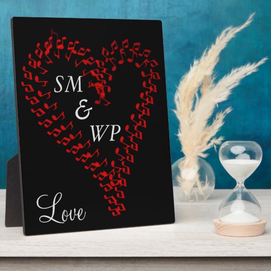 Red Heart Couple's Monogram Fotoplaat (Zijkant)