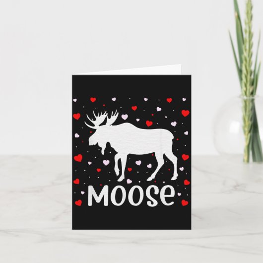 Red Heart Cud Love Graphic Moose Lover Valentine D Kaart (Voorkant)