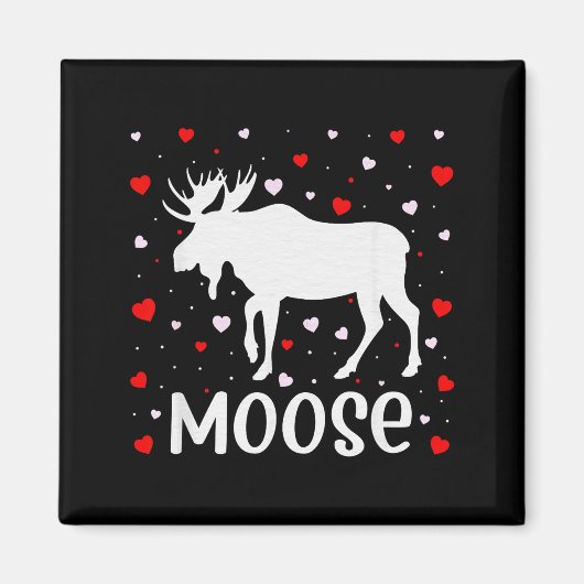 Red Heart Cud Love Graphic Moose Lover Valentine D Magneet (Voorkant)