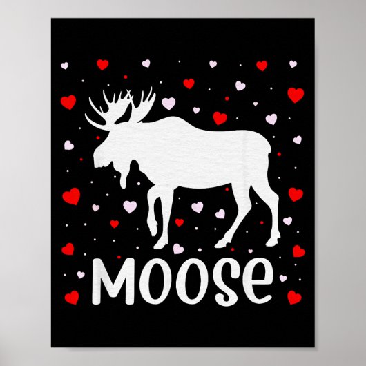 Red Heart Cud Love Graphic Moose Lover Valentine D Poster (Voorkant)