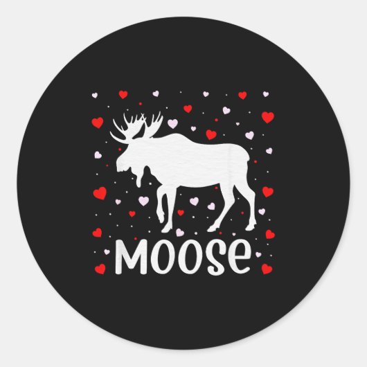 Red Heart Cud Love Graphic Moose Lover Valentine D Ronde Sticker (Voorkant)