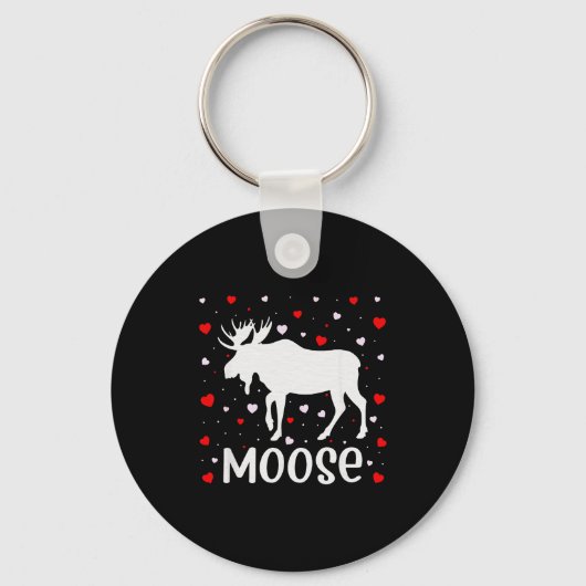 Red Heart Cud Love Graphic Moose Lover Valentine D Sleutelhanger (Voorkant)