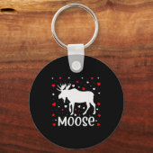 Red Heart Cud Love Graphic Moose Lover Valentine D Sleutelhanger (Voorkant)