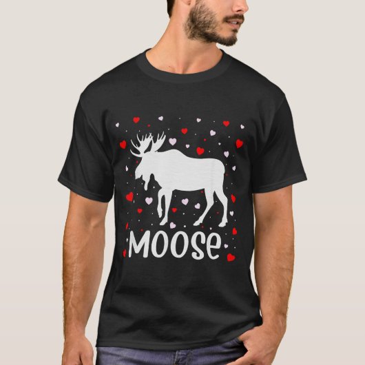 Red Heart Cud Love Graphic Moose Lover Valentine D T-shirt (Voorkant)