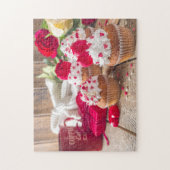 Red Heart Cupcakes Rozen Koffiekoffie Valentijnsda Legpuzzel (Verticaal)