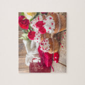 Red Heart Cupcakes Rozen Koffiekoffie Valentijnsda Legpuzzel (Verticaal)