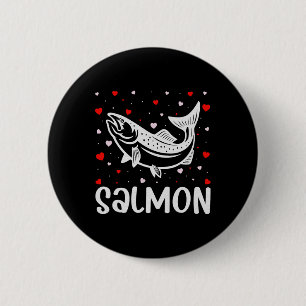 Red Heart Cupid Love Graphic Salmon Lover Valentin Ronde Button 5,7 Cm