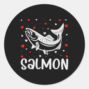 Red Heart Cupid Love Graphic Salmon Lover Valentin Ronde Sticker