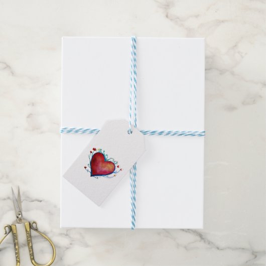Red Heart Custom Gift Labels Cadeaulabel (Met Touw)