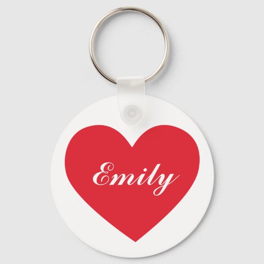 Red Heart Custom Name of Text Sleutelhanger (Voorkant)