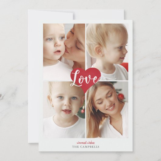 Red Heart Cute Love Foto Valentine Day Feestdagenkaart (Voorkant)