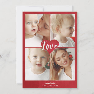 Red Heart Cute Love Foto Valentine Day Holiday Ca Feestdagenkaart