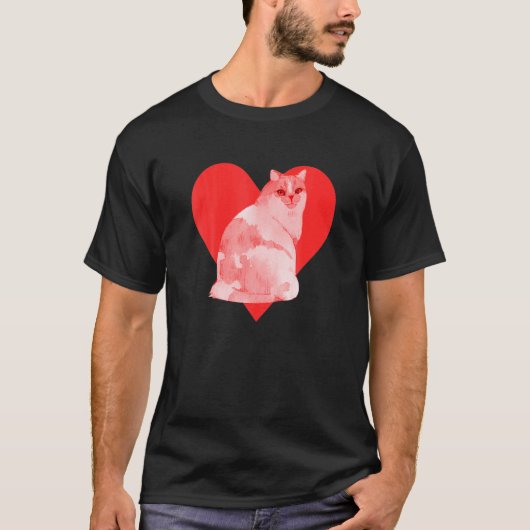 Red Heart Cute Pet Best Friend Cymric Cat T-shirt (Voorkant)