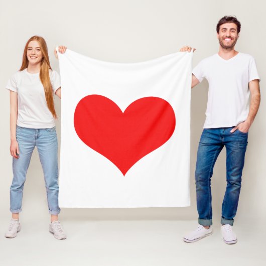 Red Heart Cute Valentijnsdag White - Aangepaste kl Fleece Deken (In situ)