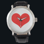 Red Heart Cute Valentijnsdag White - Aangepaste kl Horloge<br><div class="desc">Gedrukt met een groot rood hartpatroon op een witte achtergrond met vaste kleur.</div>