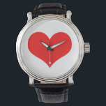 Red Heart Cute Valentijnsdag White - Aangepaste kl Horloge<br><div class="desc">Gedrukt met een groot rood hartpatroon op een witte achtergrond met vaste kleur.</div>