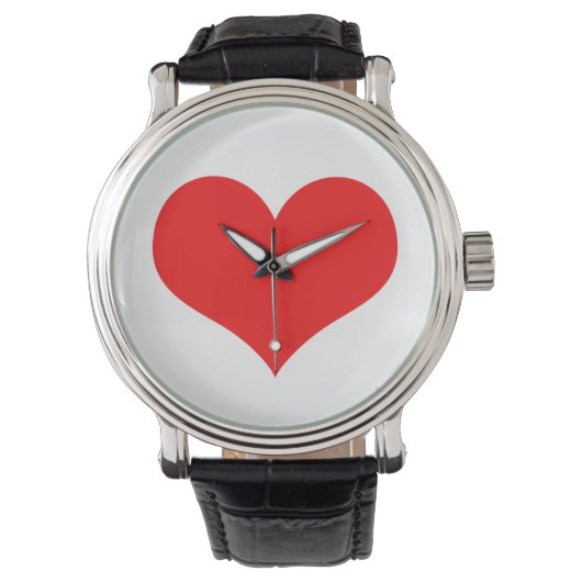 Red Heart Cute Valentijnsdag White - Aangepaste kl Horloge (Voorkant)