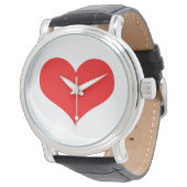Red Heart Cute Valentijnsdag White - Aangepaste kl Horloge (Gekanteld)
