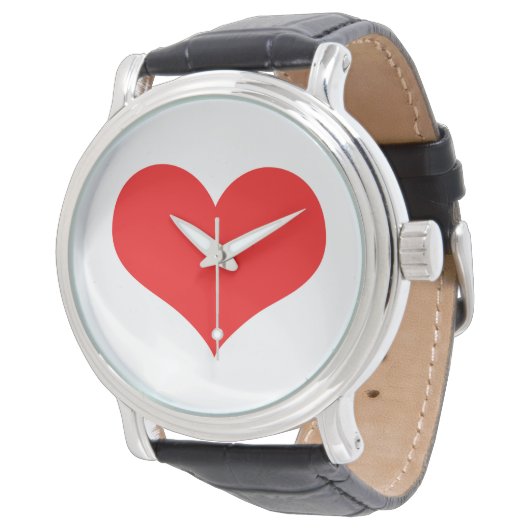 Red Heart Cute Valentijnsdag White - Aangepaste kl Horloge (Gekanteld)
