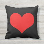 Red Heart Cute Valentijnsdag (zwart) - Aangepaste  Buitenkussen<br><div class="desc">Gedrukt met een groot rood hartpatroon op een effen zwarte achtergrond.</div>