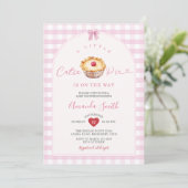 Red Heart Cutie Pie Pink Gingham Baby shower Kaart (Staand voorkant)