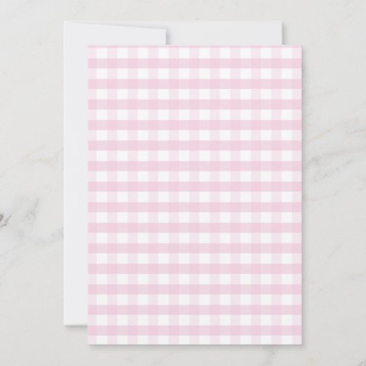 Red Heart Cutie Pie Pink Gingham Baby shower Kaart (Achterkant)