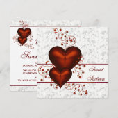 Red Heart Damask White Sweet Sixteen Kaart (Voorkant / Achterkant)