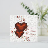 Red Heart Damask White Sweet Sixteen Kaart (Staand voorkant)