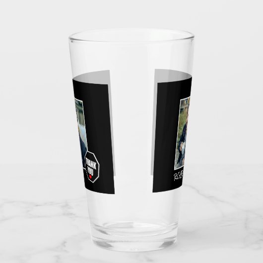 Red Heart Dank u, aangepaste foto - gepersonalisee Glas (Links)